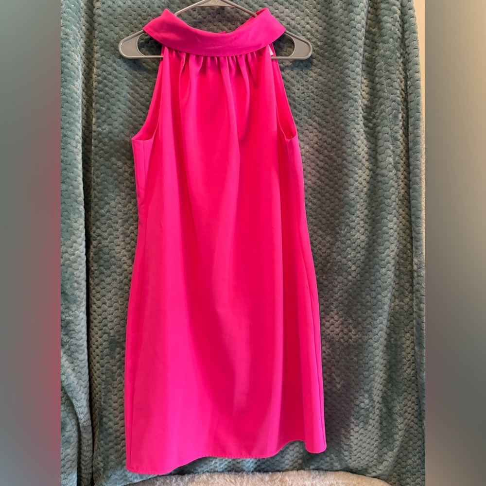 Sail to Sable Hydra Cowl Neck Hot Pink Dress